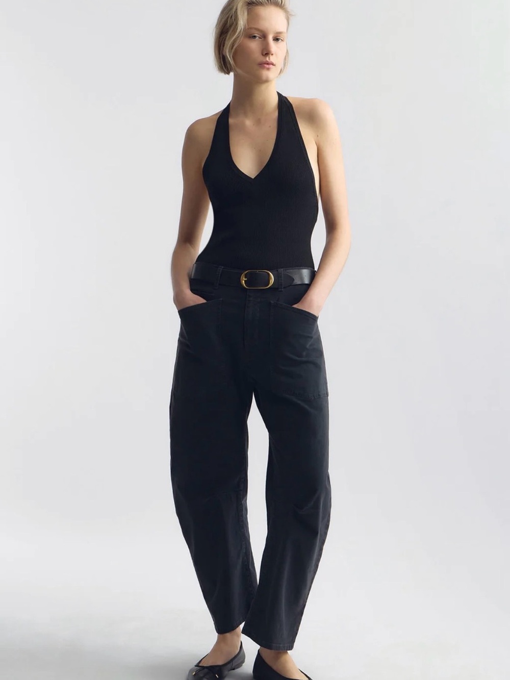Nili Lotan Shon Cotton Pant in Carbon
